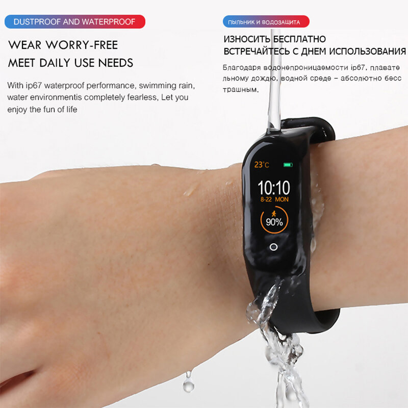 Nouveau M4 bande intelligente bracelets Fitness Tracker santé fréquence cardiaque moniteur de pression artérielle Bluetooth sport Bracelet PK Mi bande 4 3