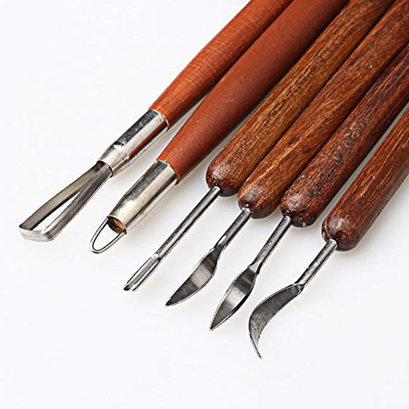 6 шт. инструменты для скульптурирования глины, деревянная ручка, двусторонний Набор для искусственной глины, инструменты, набор инструментов