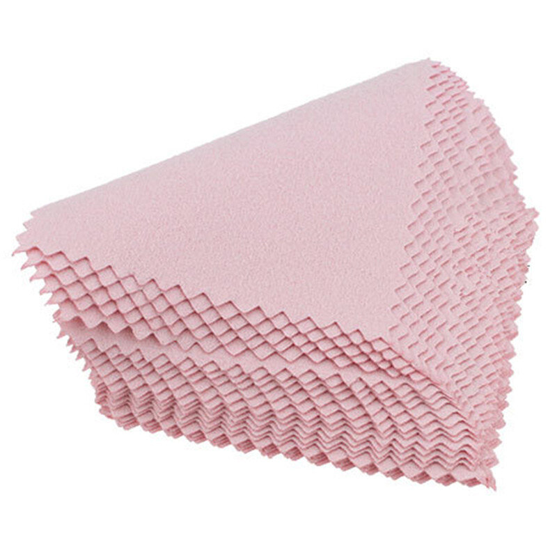 8 centimetri * 8cm 50 pz/pacco di Lucidatura Dei Monili di Colore Rosa In Tessuto Argento Polacco Panno di Pulizia di Cura per 925 Argento