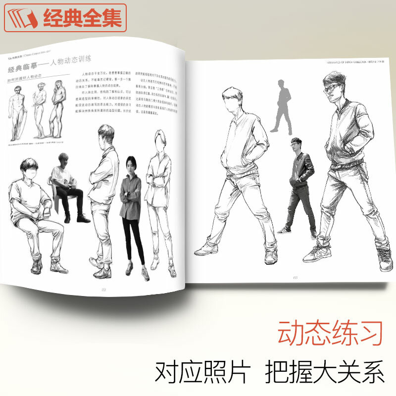 Libro Tutorial de bocetos de personajes clásicos para adultos, estructura del cuerpo humano, características faciales, ropa, individual, nuevo, 1500 cajas