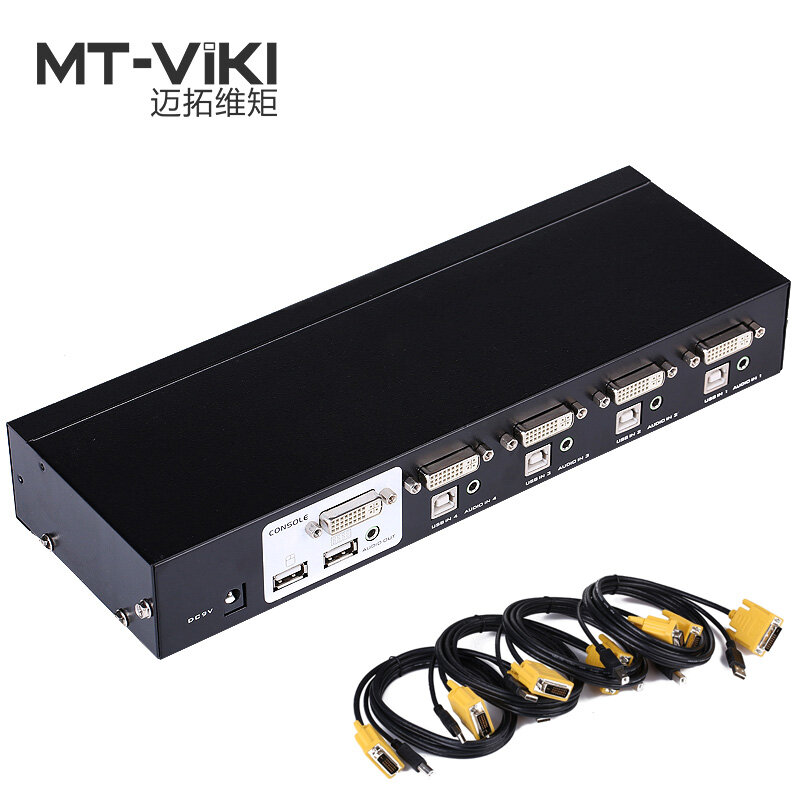 MT-VIKI 4พอร์ตDVI KVMสลับกับเสียงอัตโนมัติฮอตKVMA s witcher USBแป้นพิมพ์เมาส์4ชิ้น1จอภาพที่มีสายเดิม2104DL
