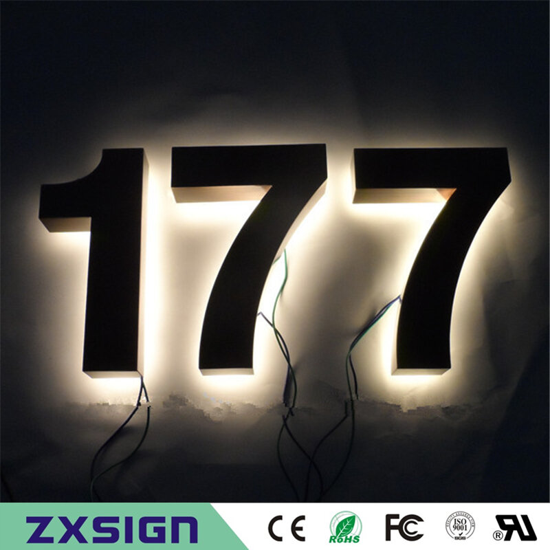Factory Outlet 25Cm High 304 Stainless Steel Backlit Led House Number Sign