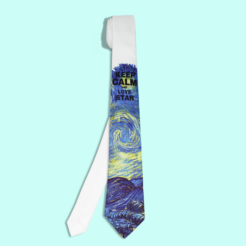 Frete grátis gravata de pescoço moda casual para homens e mulheres, gravata apara de noivo, van gogh, gravata estrelada do céu, roupa de pescoço