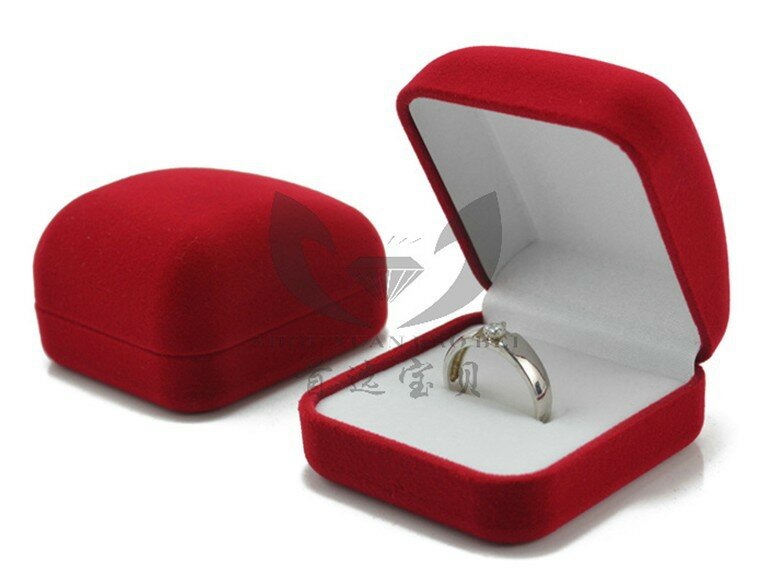 Caixa quadrada de casamento vermelha de alta qualidade, 5.5*5*2.8cm, 10 peças, caixa de anel de veludo, exibição de joias, caixa de presente, frete grátis