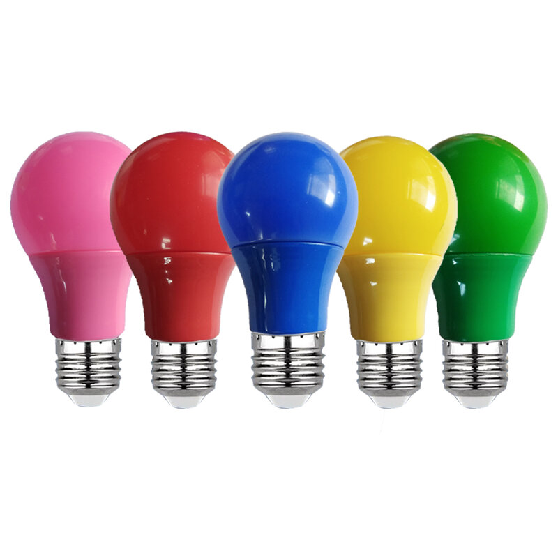 Kolorowe diody LED żarówka E27 lampa światła listwa Led 3W 5W 7W 9W 12W czerwony niebieski zielony żółty różowy Lampara światło KTV dekoracje na domowe przyjęcie oświetlenie