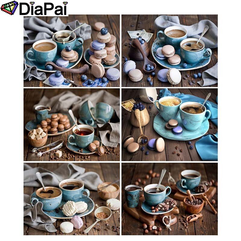 DIAPAI – peinture diamant thème "tasse de café paysage", 100% perles carrées ou rondes, broderie complète en 3D, points de croix, décoration d'intérieur, à faire soi-même, 5D