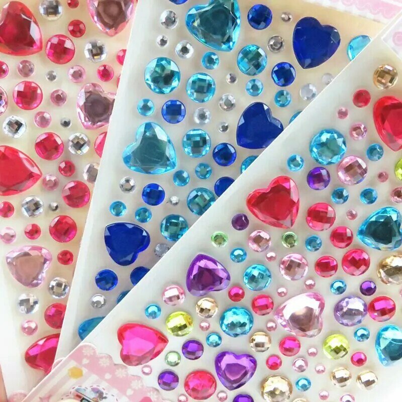 Pegatinas de gemas 3D para niños y niñas, pegatinas de diamantes, pegatina de cristal acrílico, bricolaje, decoración tridimensional, diamantes de imitación