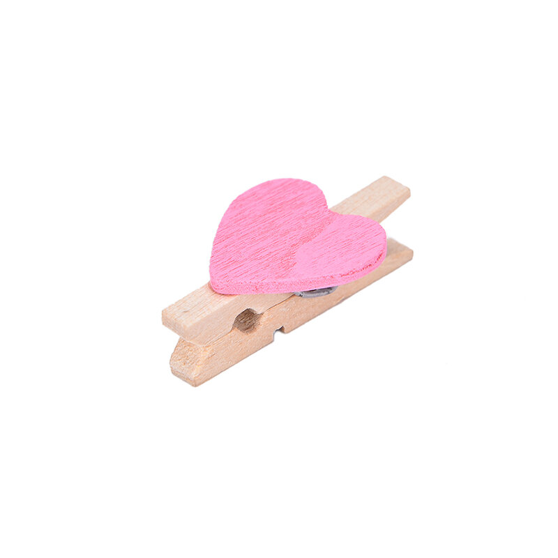 20 Pcs Colored Mini Love Heart Wooden Office Supplies Craft Memo Clips DIY Clothes Paper Photo Peg Decoration 3x0.7cm