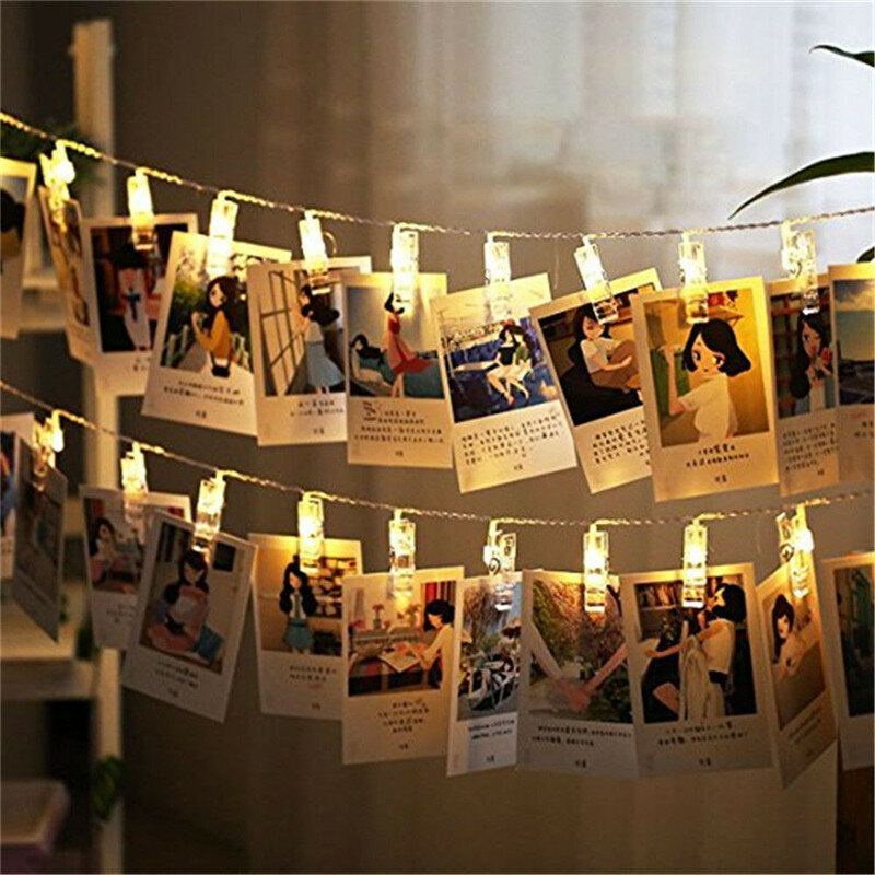 Guirxiété lumineuse dégradée à lumière LED, 10/20/40 pièces, fonctionnement à piles, avec clip photo, pour Noël, mariage, Saint-Valentin, décoration