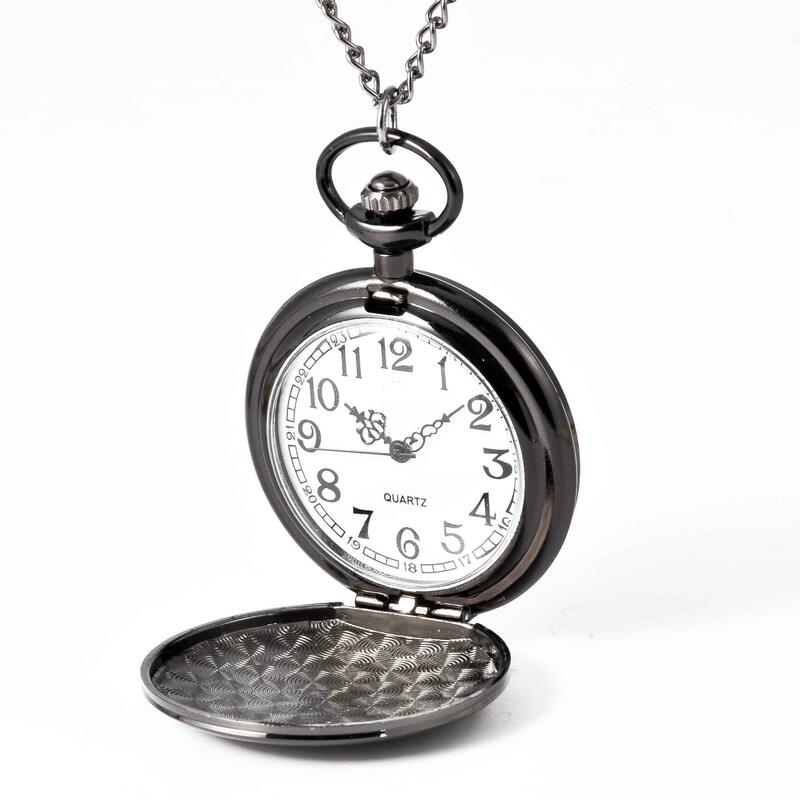 0  "To My Boyfriend"Retro Bronze Vintage Pocket Watch Necklace Chain Pendant Black Antique Steampunk Men Quartz  Watches