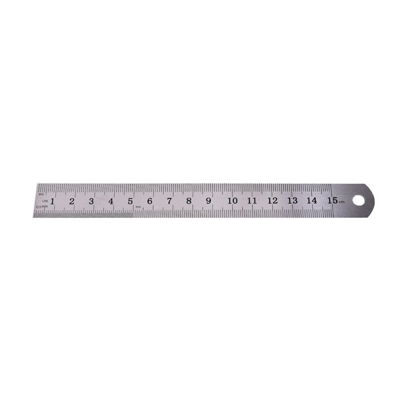 比類のない1pc 15センチメートルステンレス鋼メトリックルール精度両面金属定規測定ツール学生文具