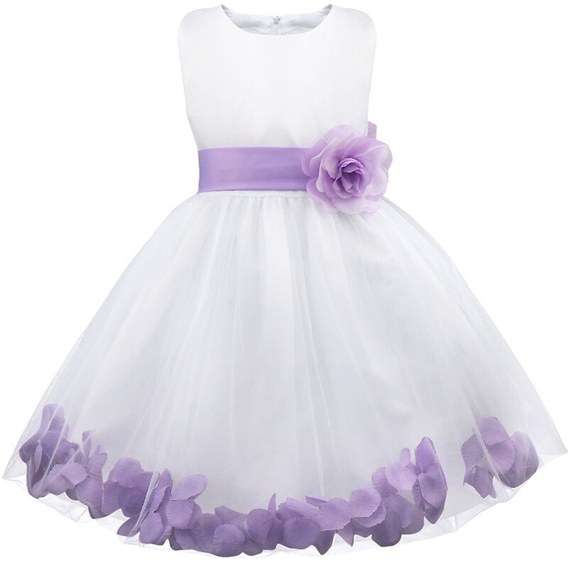 TiaoBug-vestidos de pétalos de flores para niñas, vestidos elegantes de dama de honor, vestidos de princesa para desfile, vestido de graduación, vestido de primera comunión
