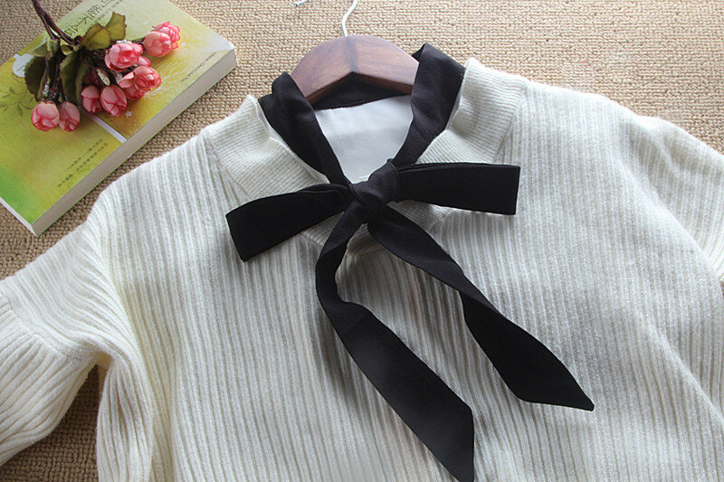 Высококачественный разноцветный классический галстук-бабочка с кружевной вышивкой цветочный персиковый квадратный воротник свитер со съемным воротником для женщин