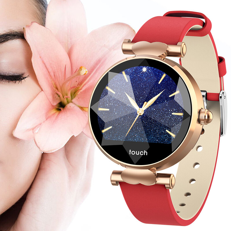 Reloj inteligente B80 H3 mujer, Reloj inteligente con cristales de diamante, Reloj de señora, PPG de Frecuencia Cardíaca de la presión sanguínea monitor, seguidor Fitness