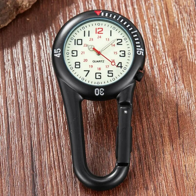 Przypinany zegarek kieszonkowy z karabinkiem i pielęgniarką wielofunkcyjny kompas otwieracz do butelek dla lekarzy kucharzy świecący zegarek sportowy na świeżym powietrzu