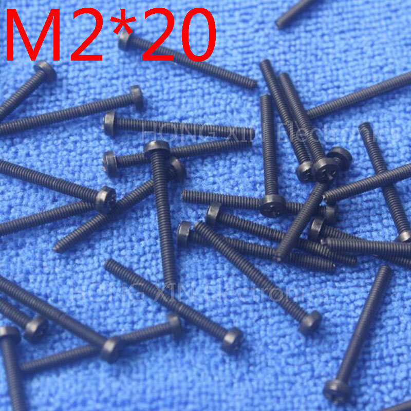 M2 * 20 parafuso isolante de plástico 20mm, parafuso redondo compatível com 1 peça preto rohs pc/placa faça você mesmo hobby