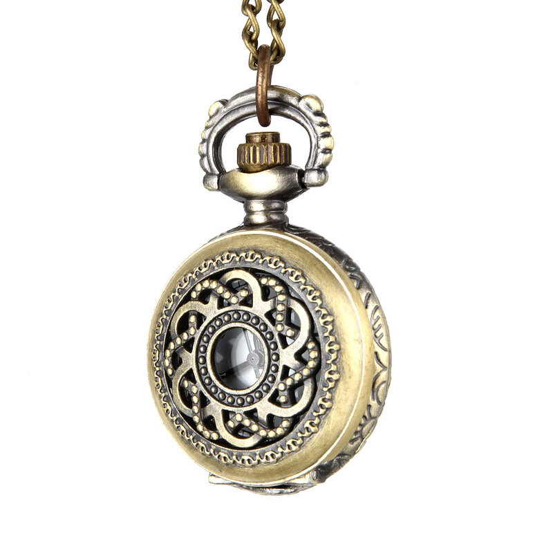 Relógio de bolso de quartzo do vintage liga oco para fora flores feminino meninas camisola corrente pingente colar ll @ 17