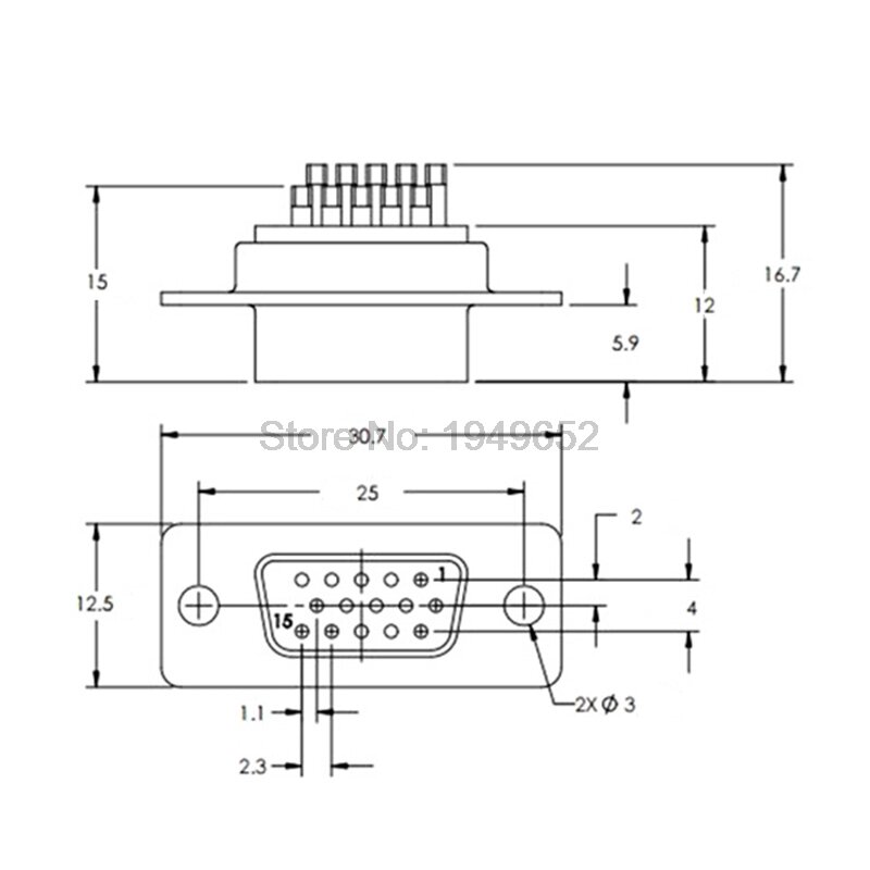 Conector de cable de soldadura Tipo DB15, pin de 15 orificios, adaptador VGA de 3 filas, enchufe macho y hembra, terminal de puerto serie, conector soldado