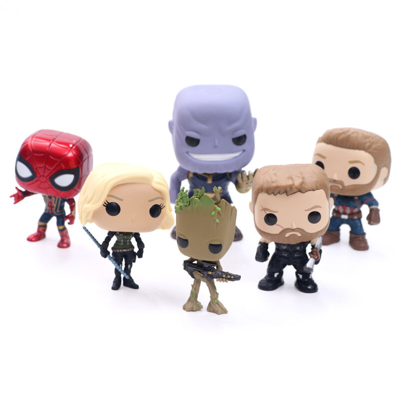 Экшн-фигурка FUNKO POP Marvel Avengers, 3- Infinite War, Человек-паук, Грут, Железный человек-рейтеон, Коллекционная модель, игрушка в подарок