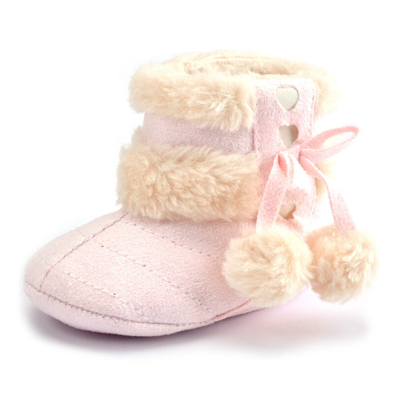 Mother Kids Baby Shoes First walkers Unisex Winter Warm Boots For Infant Baby Soft Cotton Thinken Faux Fur Boots With Plush Ball