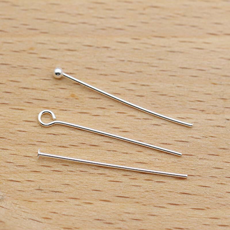 Alfileres de aguja de Plata de Ley 925, accesorios para fabricación de joyas, pendientes, collar, Base de conector, 10 unidades