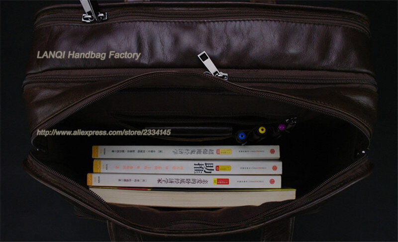 Мужской деловой портфель, из натуральной кожи, для ноутбука