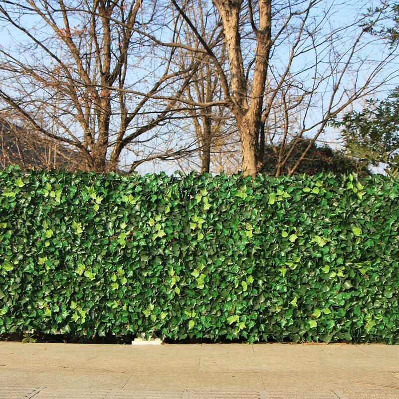 인공 헤지 잎 식물 가짜 아이비 벽 10 "X10" 플라스틱 수직 정원 UV 증거 개인 정보 보호 백 야드 웨딩 장식