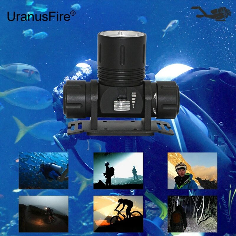 ไฟหน้าใต้น้ำ L2 LED ไฟหน้า Cree XM-L2กันน้ำ Lanterna ไฟฉายใต้น้ำ + 18650 Battery + Charger