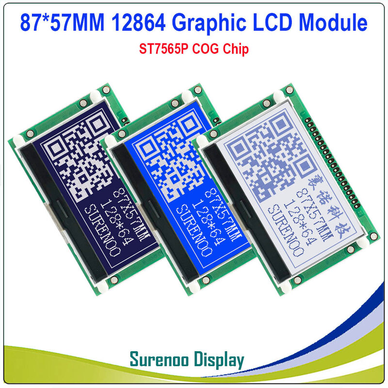 2.9 "87*57 ミリメートル 12864 128 × 64 グラフィック COG LCD モジュールの表示画面 LCM ビルド ST7565P 、サポートシリアル SPI