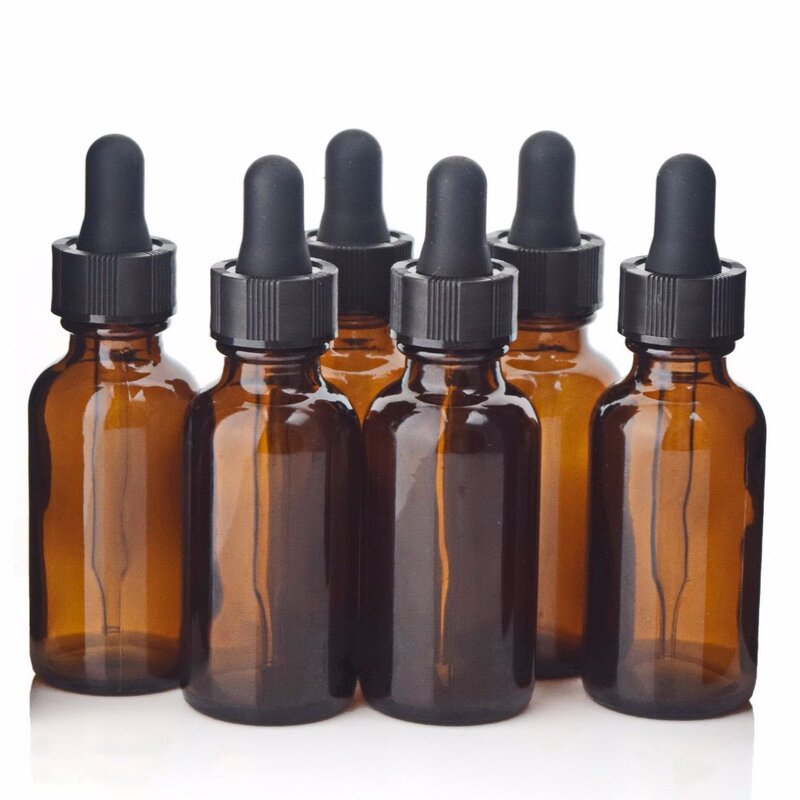 6pcs Empty 30ml Amber Glass Dropper Bottles with Glass Eye Dropper Pipette for Essential Oils Aromatherapy Lab Chemicals 1oz