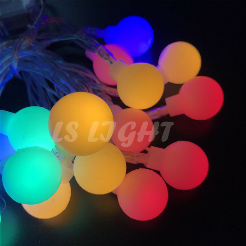 Tira de luces LED impermeables para decoración al aire libre, 3M, 20 luces con bola, batería AA, para boda, vacaciones, Festival, árbol de Navidad, Patio