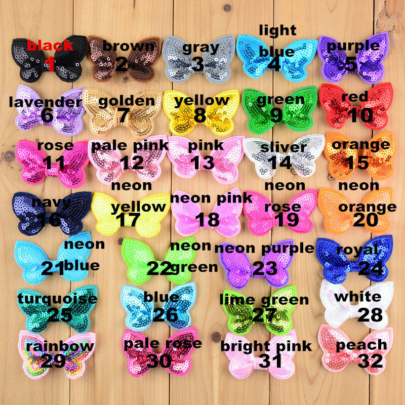 100 pz/lotto Sequin Bow Buttefly Paillettes All'ingrosso Archi CHE SCEGLIERE I Colori