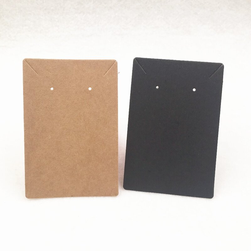 Tarjetas de collar de papel Kraft marrón/negro, tarjetas de exhibición de joyería de papel 9x6cm, tarjetas de embalaje de colgante/pendiente, 100 piezas