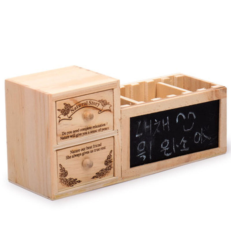 Di legno Multi-funzione di Supporto Della Penna Carino Slot Messaggio Lavagna Creativa Studente Forniture D092401
