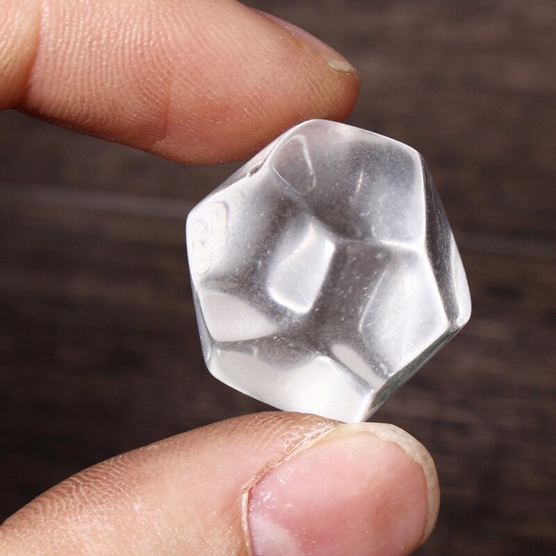 7pcs Clear Quartz Crystal Gem Stones Platonic Solids Sacred Geometric Healing Reiki Stone Carved Crafts Jewelry Making 18-25 mm