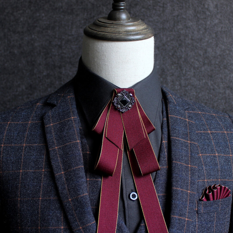 Vestido británico informal para hombre, corbata, cuello, ancla, bolsillo en el pecho, toalla, ramillete, tocado, novedad, envío gratis