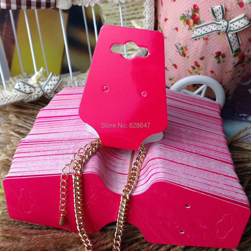 2015 new blank rosa caldo della collana di carta e carta dell&#39;orecchino schede video custom logo moq: 1000 orecchino logo printting costo extra