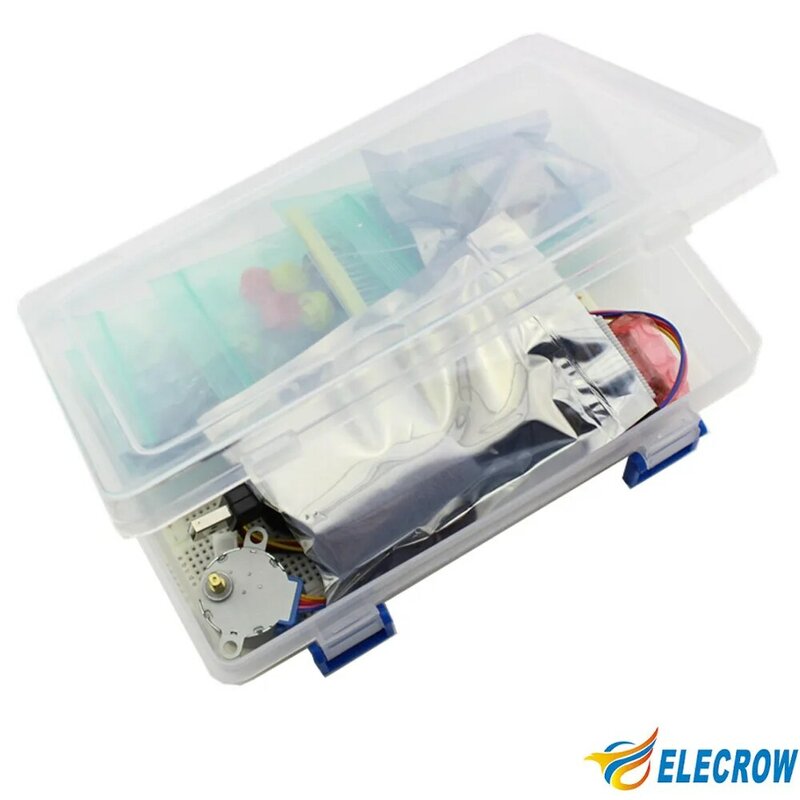 Elecrow Raspberry Pi zestaw startowy nauka GPIO elektronika DIY zestaw podstawowy odbiornik podczerwieni czujnik/przełącznik/LCD/DS18B20 z pudełkiem opakowanie