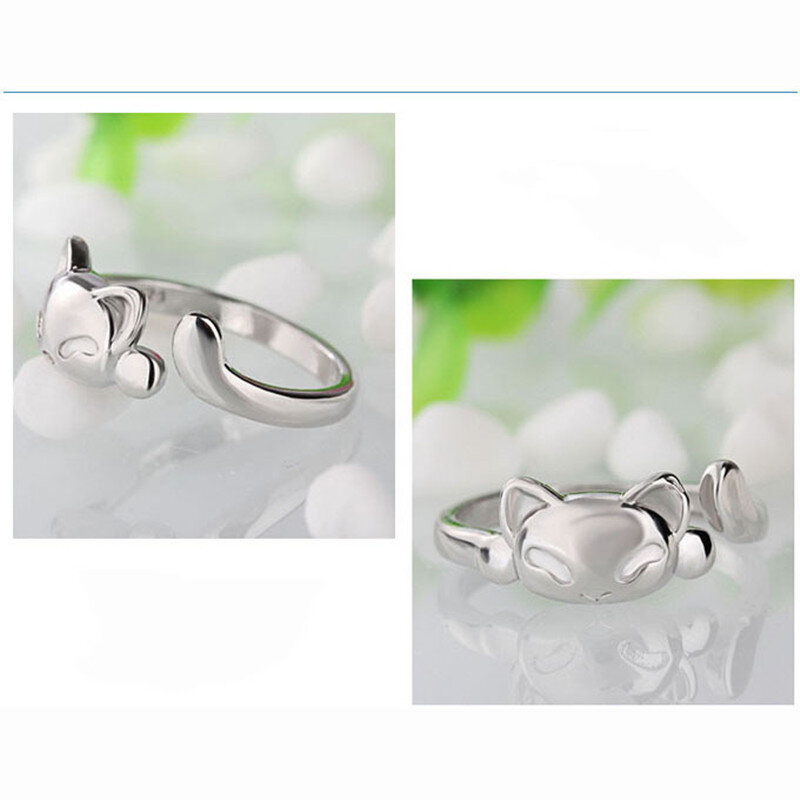 Fashion Cute Fox Cincin Indah Hewan Lucu Pesta Jari Cincin untuk Women 925 Sterling Silver Jewelry Pengiriman Cepat