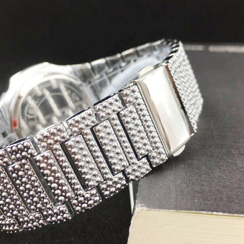 Luxo bling diamante relógio para unisex moda feminina relógios de quartzo pulseira de aço inoxidável homens negócios relógio de pulso senhoras xfcs