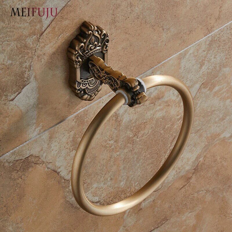 Meifuju anel decorativo de toalha, anel branco de toalha antigo para parede acessórios para banheiro suporte de toalha mfj7160