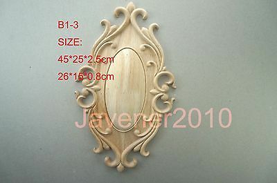 Aplique redondo tallado en madera, marco sin pintar, calcomanía de puerta, decoración de carpintero de trabajo, B1-3 -26x15x0,8 cm