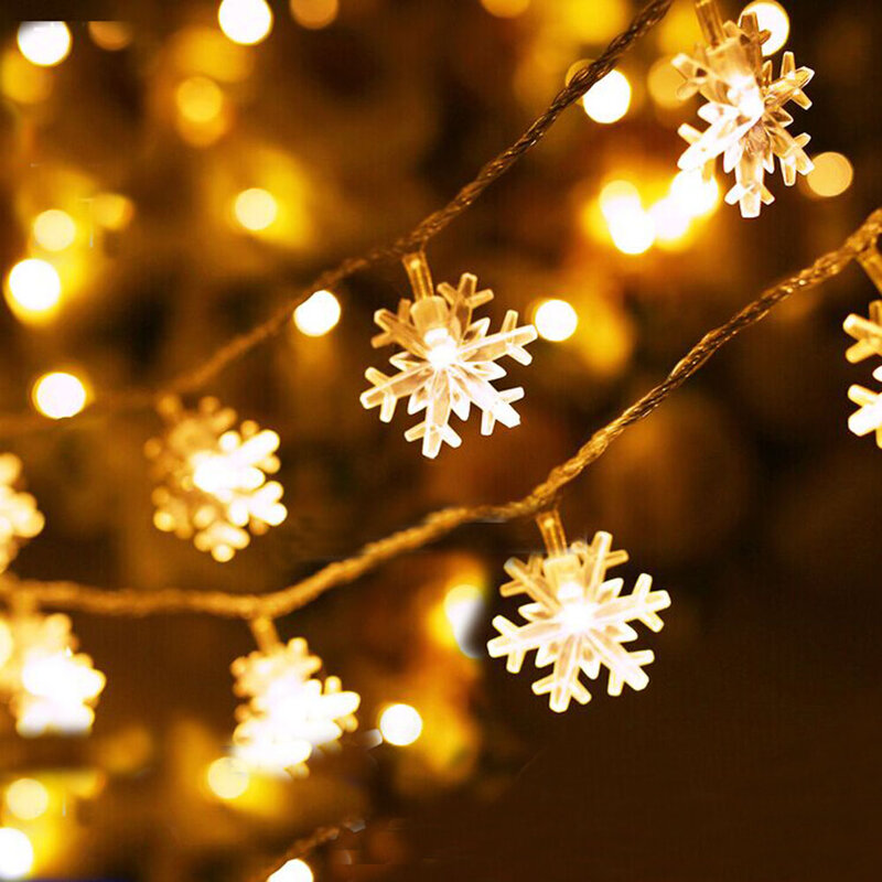 10M 100LED Snowflake Garland LED Fairy String ไฟโคมไฟ Starry AA แบตเตอรี่/ปลั๊ก EU เทศกาลคริสต์มาสงานแต่งงานตกแต่ง