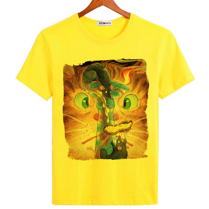 2021 модные крутые Новые футболки, горячая Распродажа, хорошее качество, модель принт с милой кошкой