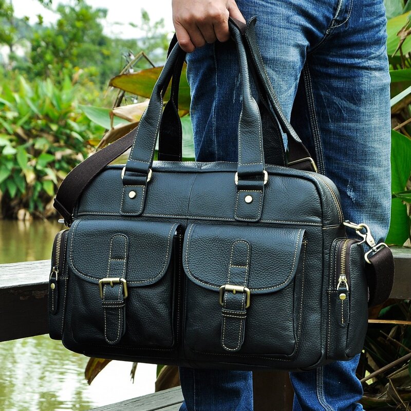 Vendita calda Design vera pelle Casual moda uomo valigetta Business Laptop Case Attache Messenger Bag per uomo 061-b