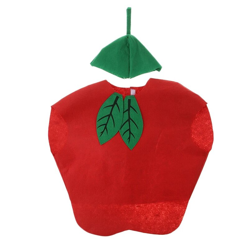 Kids One Piece Apple Costume Non-woven Fabric Fruit Outfit Party Fancy Dress