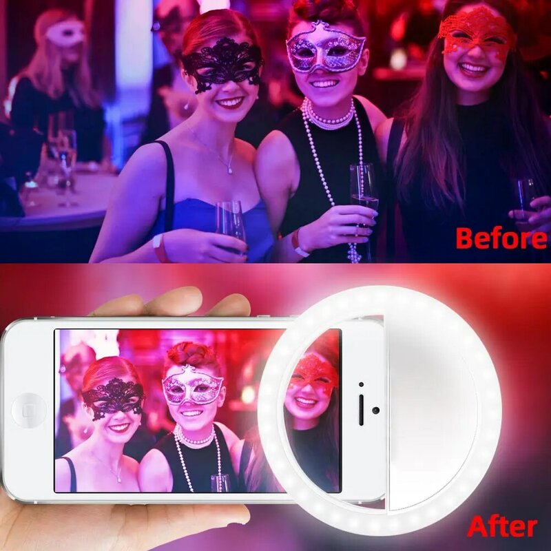 2019 nouveau Portable Selfie LED Flash anneau lumière USB Charge lumineuse photographie anneau lumières amélioration de la photographie pour Smartphone