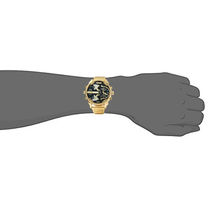 Big Watch Men Luxury Golden Steel Watchband Men's Quartz Watches Dual Time Zone Military Relogio Masculino Casual Clock Man