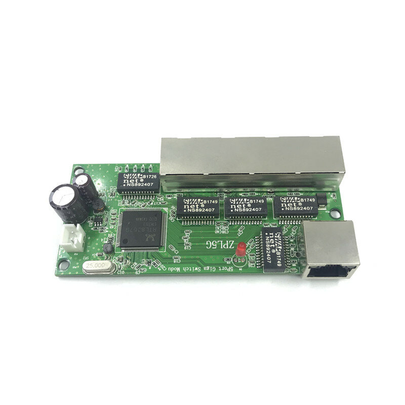 5 - port Gigabit switch โมดูลใช้กันอย่างแพร่หลายในสาย LED 5 พอร์ต 10/100/1000 m contact port mini โมดูลสวิทช์ PCBA เมนบอร์ด