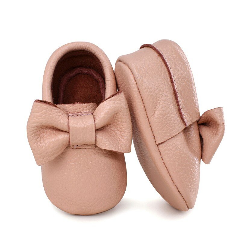 Hot Toddler Girl Crib Shoes Newborn Baby Girls Boys Bowknot Soft SoleGenuine Leather baby shoes